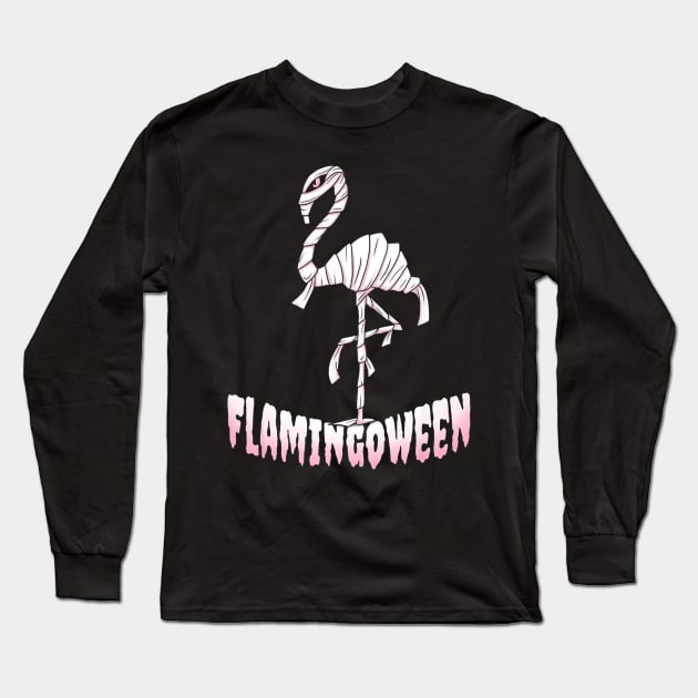 Flamingoween  Flamingo Mummy Costume Happy Halloween Long Sleeve T-Shirt by mlleradrian